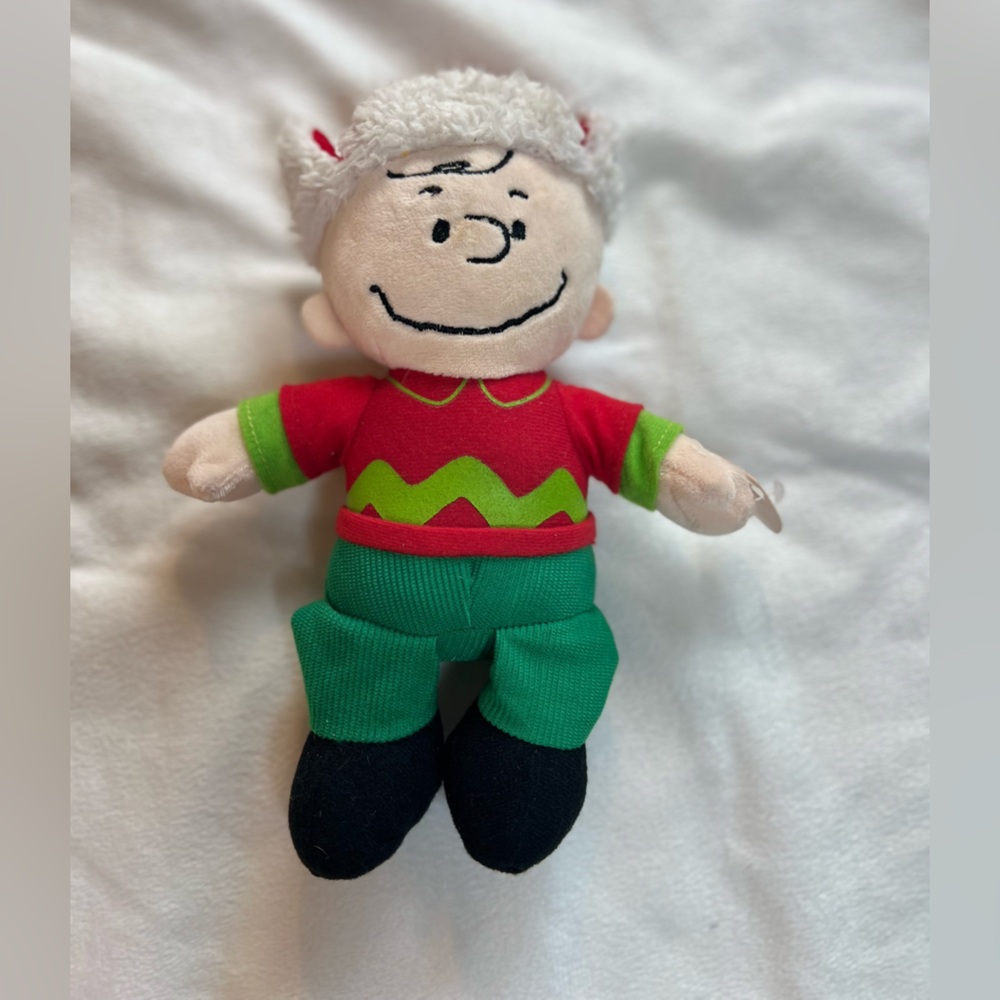 Peanuts Charlie Brown Plush in Festive‎ Red and Green 10”